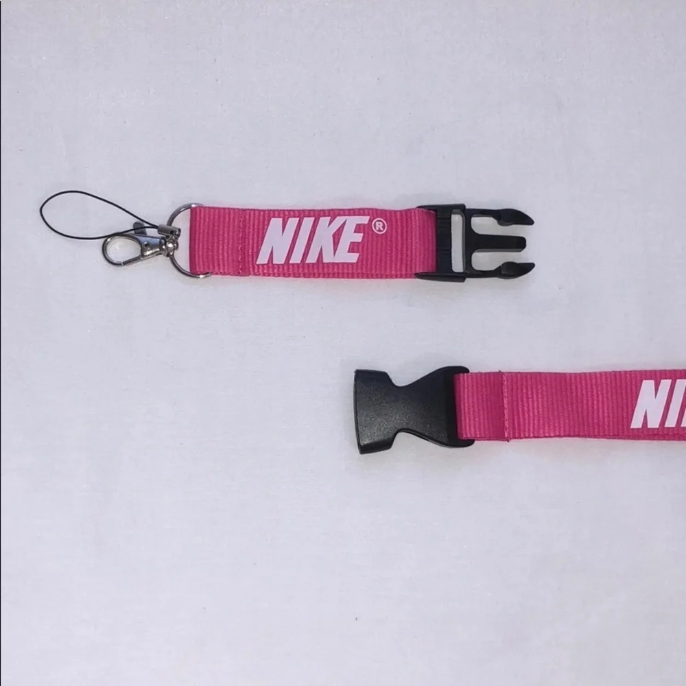 New Nike Pink and White Lanyard ID Badge Keychain